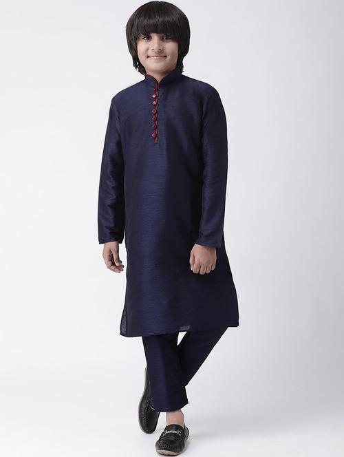 blue silk kurta set  - 17183854 - Very Small Image - 1