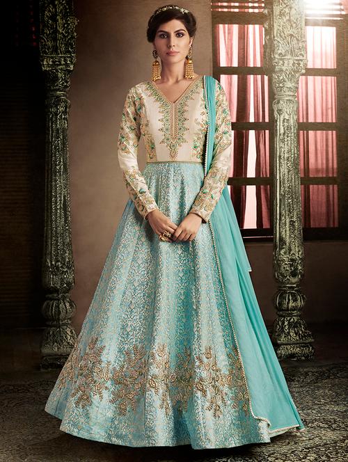 embroidered anarkali suits semi-stitched suit - 17184042 - Very Small Image - 1