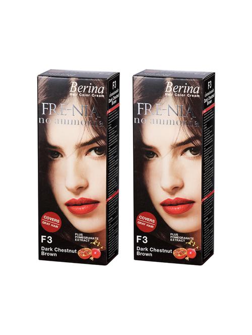 berina f3 dark chestnut brown fre-nia hair color cream 60gm pack of 2 - 17184450 - Very Small Image - 1