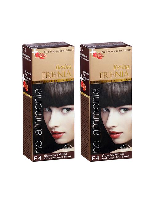 berina f4   dark chocolate brown fre-nia hair color cream 60gm pack of 2 - 17184451 - Very Small Image - 1