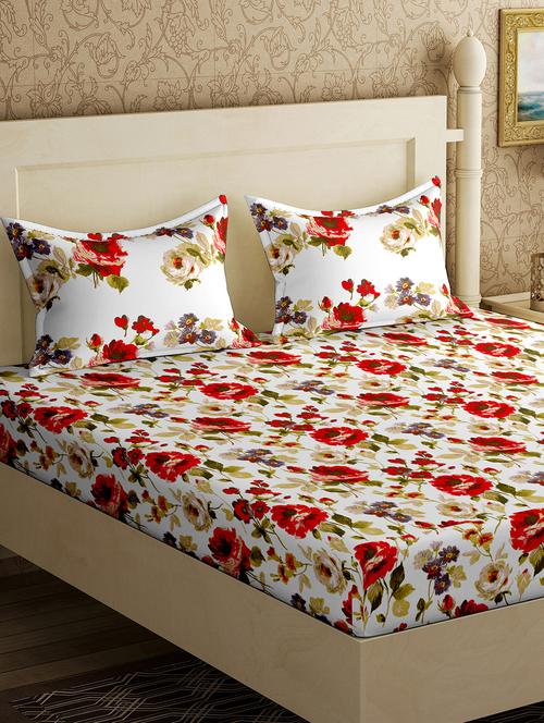  cotton double bedsheet with 2 pillow covers - 17185020 - Very Small Image - 1