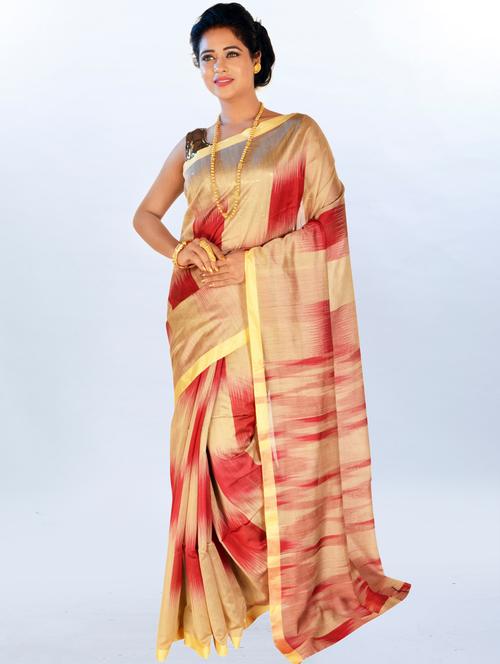 printed handloom saree with blouse - 17189011 - Very Small Image - 1