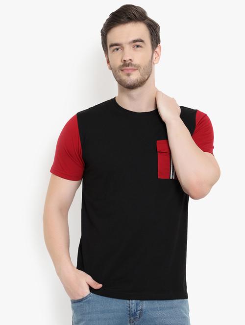 black color block pocket t-shirt - 17189044 - Very Small Image - 1