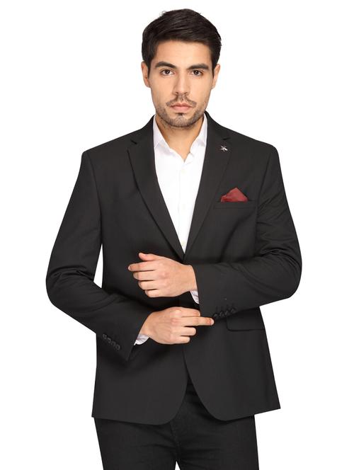 black solid single breasted casual blazer - 17190098 - Very Small Image - 1