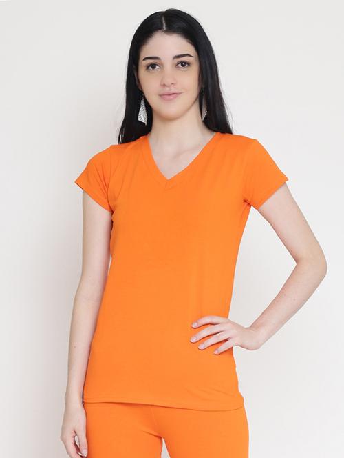 women's plain v neck t-shirt - 17190815 - Very Small Image - 1