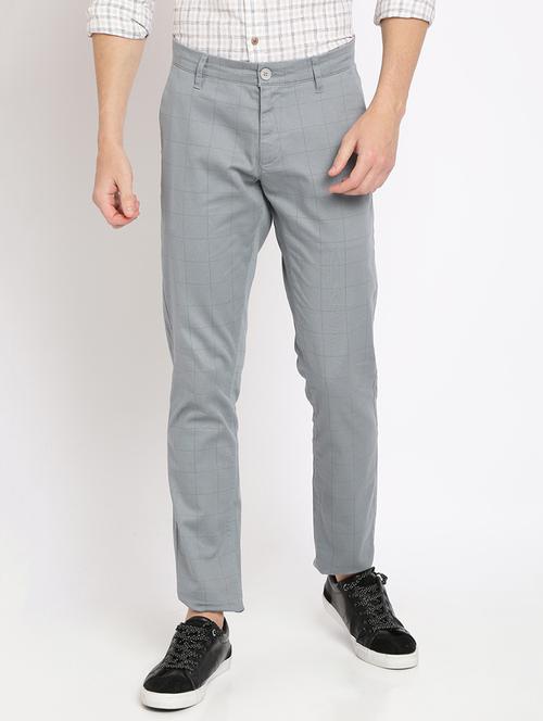 grey checkered flat front casual trouser - 17191838 - Very Small Image - 1