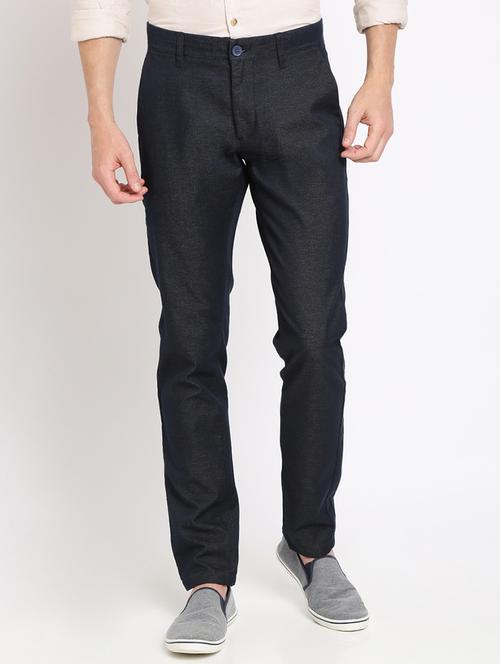 grey solid flat front casual trouser - 17191841 - Very Small Image - 1