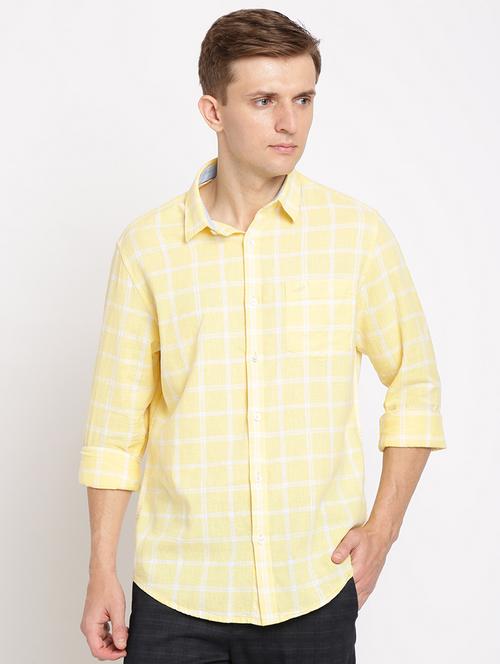 yellow checkered linen casual shirt - 17191892 - Very Small Image - 1