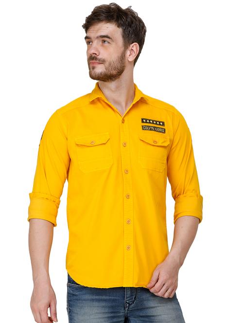 yellow solid casual shirt - 17192119 - Very Small Image - 1