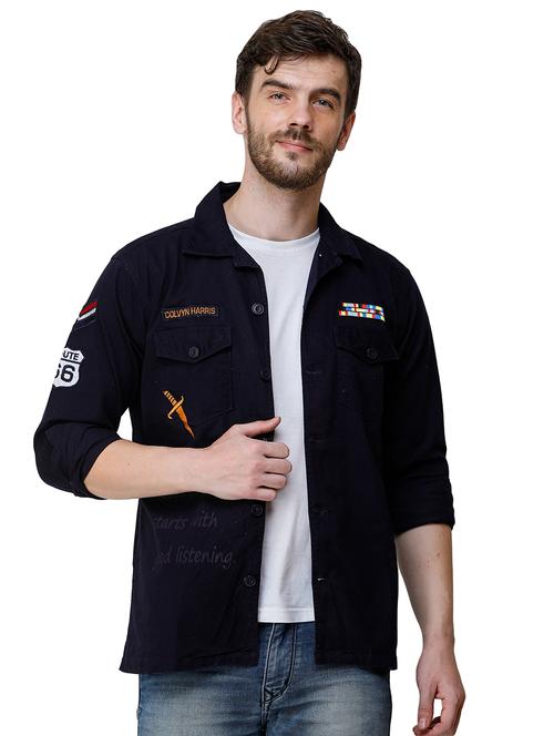 navy blue solid casual shirt - 17192130 - Very Small Image - 1