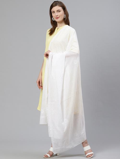 ada hand-embroidered white chikankari dupatta with muquish work - 17192421 - Very Small Image - 1