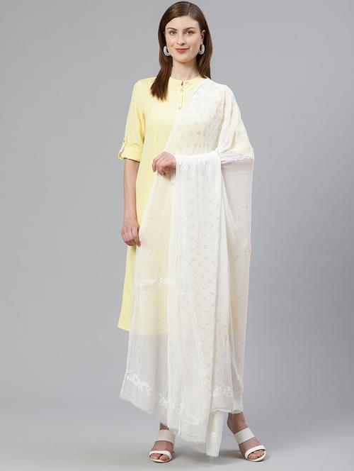 ada hand-embroidered white chikankari dupatta with muquish work - 17192432 - Very Small Image - 1