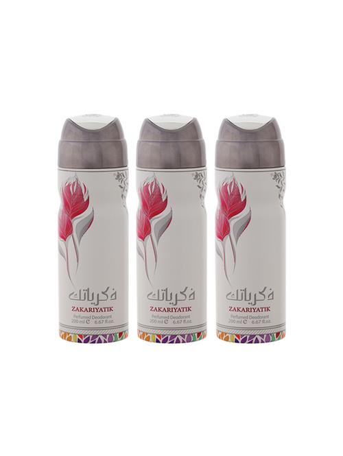 lattafa zakrayati for women perfumed bodyspray 200ml deodorant pack of 3 - 17193295 - Very Small Image - 1