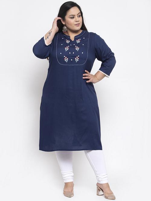 yoke embroidered straight kurta - 17193391 - Very Small Image - 1