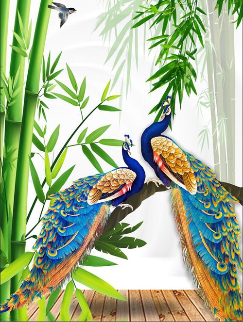 hd digital print peacockamboo wallpaper  - 17193577 - Very Small Image - 1