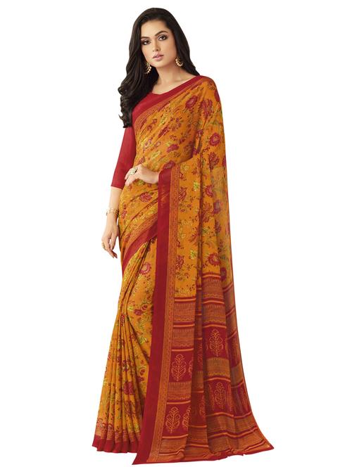 floral printed saree with blouse - 17193955 - Very Small Image - 1