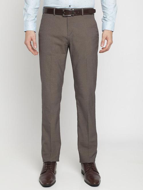 brown textured flat front formal trouser - 17194165 - Very Small Image - 1