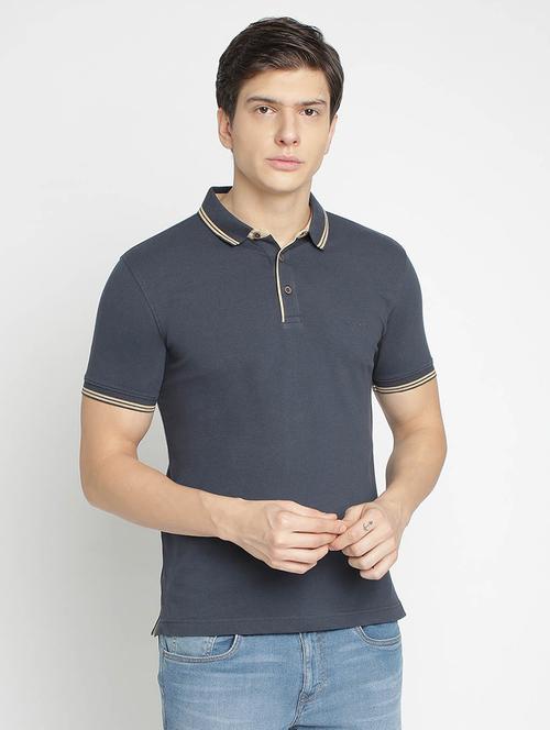 navy blue solid polo t-shirt - 17194221 - Very Small Image - 1