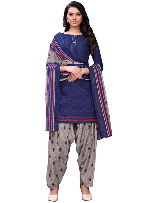 printed churidaar unstitched suit - 17194248 - Very Small Image - 1