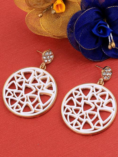 white metal drop earring - 17194380 - Very Small Image - 1