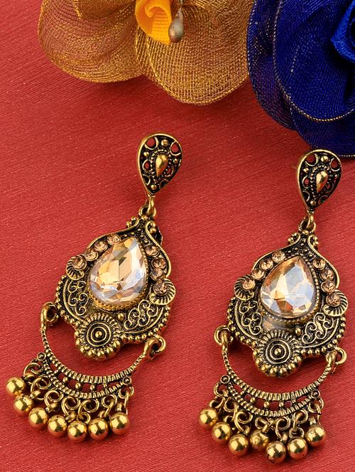 gold metal drop earring - 17194509 - Very Small Image - 1