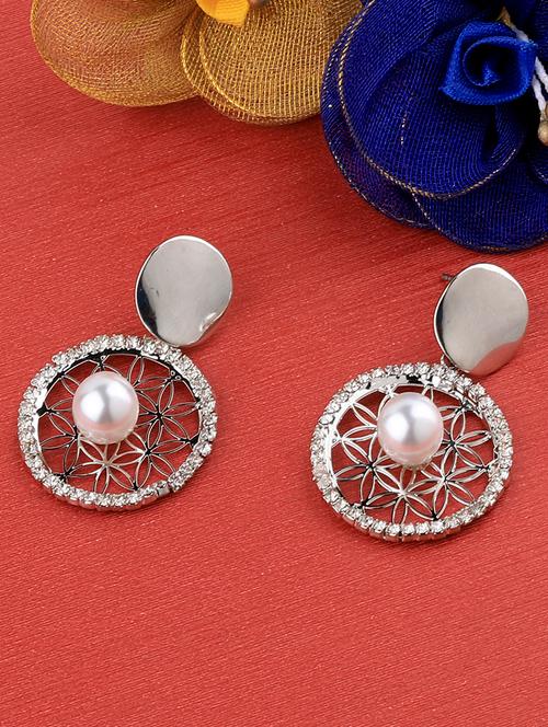 silver metal drop earring - 17194511 - Very Small Image - 1