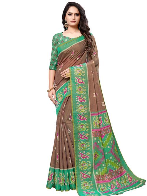 ikat printed saree with blouse - 17195113 - Very Small Image - 1