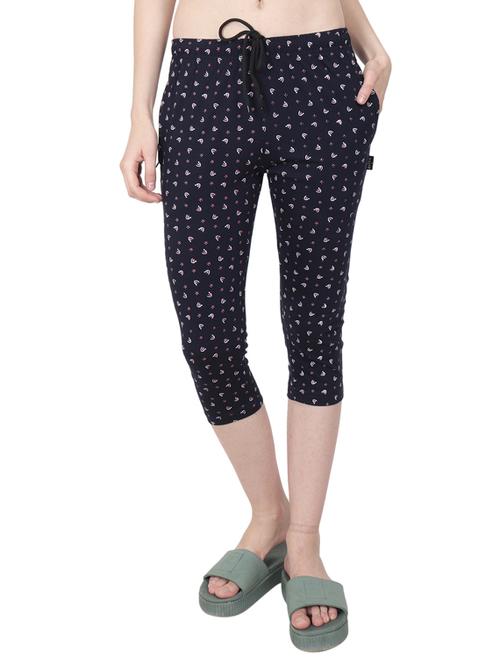 navy blue cotton regular capris - 17195995 - Very Small Image - 1