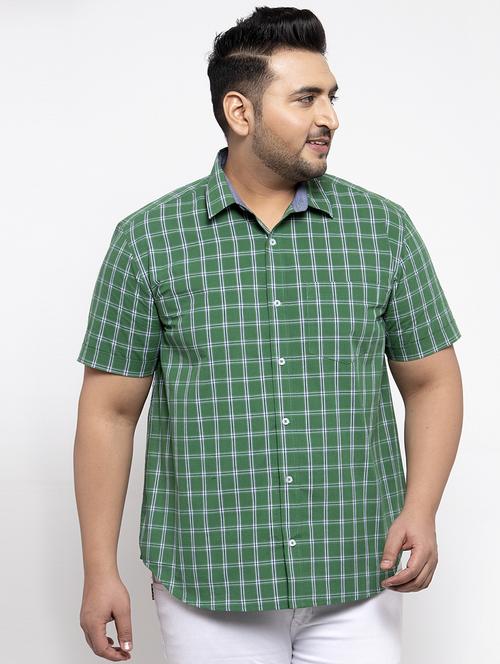 green checkered plus size casual shirt - 17196283 - Very Small Image - 1