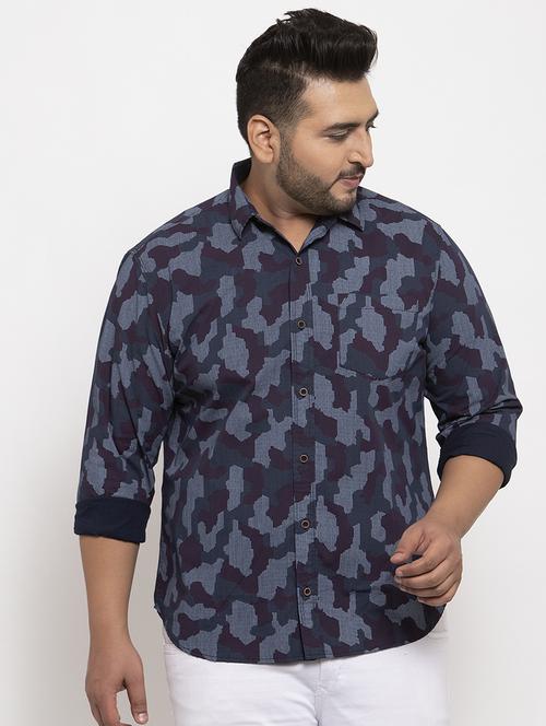 blue camouflage plus size casual shirt - 17196299 - Very Small Image - 1