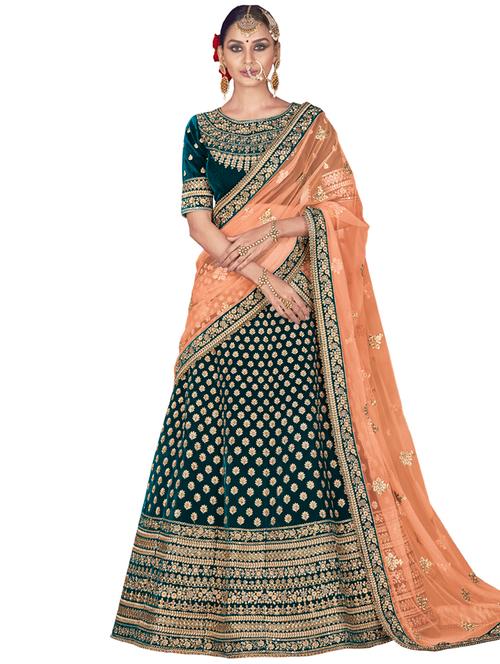 embroidered semi-stitched panelled lehenga - 17196332 - Very Small Image - 1