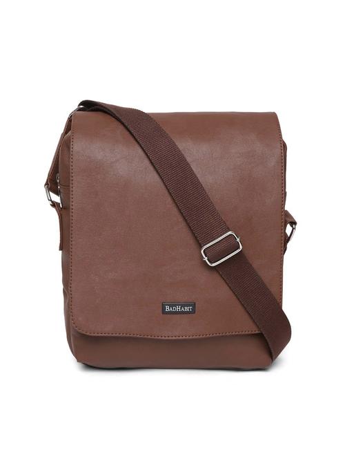 brown leatherette (pu) messenger messengerbag - 17197757 - Very Small Image - 1