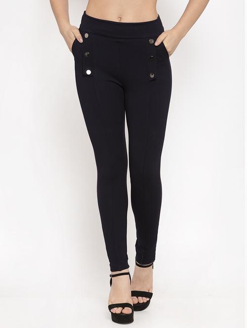 Navy Blue Poly Spandex Jeggings - 17197834 - Very Small Image - 1