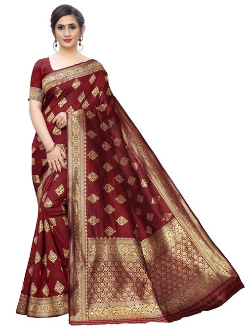 self design woven saree with blouse - 17199627 - Very Small Image - 1