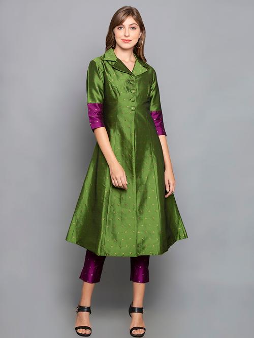 gold print anarkali  kurta - 17200181 - Very Small Image - 1