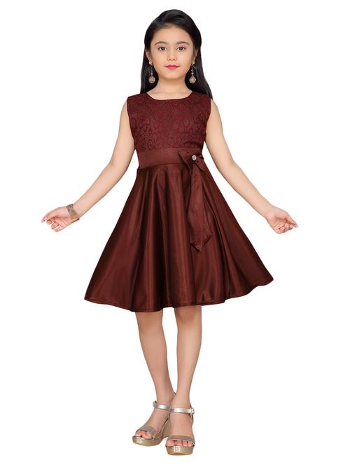 brown polyester frock - 17200324 - Very Small Image - 1