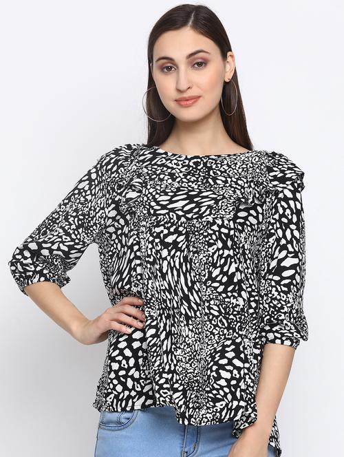 boat neck animal print top  - 17201359 - Very Small Image - 1