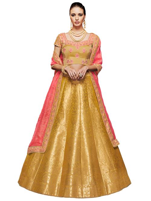 floral panelled semi-stitched lehenga - 17201914 - Very Small Image - 1