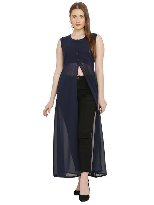 pink georgette regular tunic - 17202005 - Very Small Image - 1