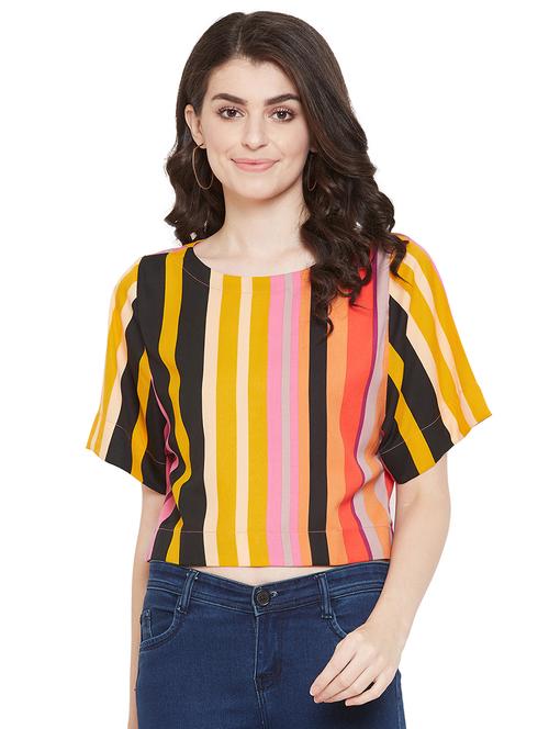 women's crop round neck top - 17202027 - Very Small Image - 1