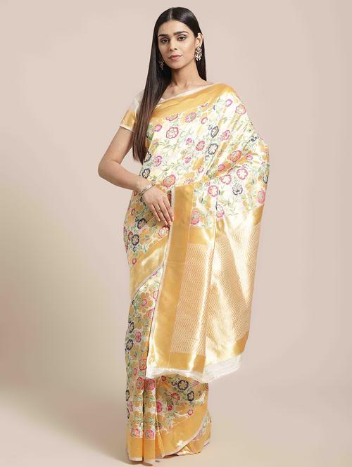 floral banarasi saree with blouse - 17202615 - Very Small Image - 1