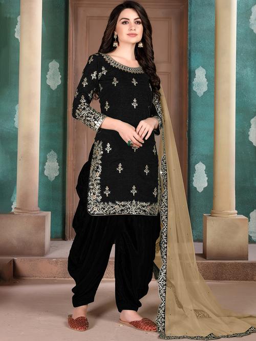 embroidered semi-stitched suit - 17202657 - Very Small Image - 1