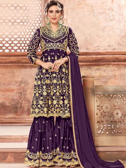 embroidered semi-stitched suit - 17202669 - Very Small Image - 1