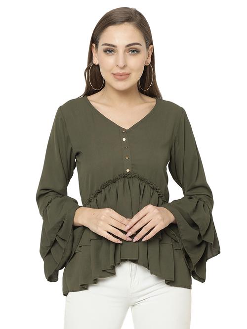 women's peplum v neck top - 17203162 - Very Small Image - 1