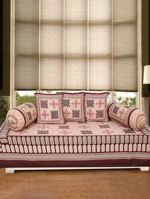  cotton jaipuri print diwan set (pack of 6) - 17204113 - Very Small Image - 1