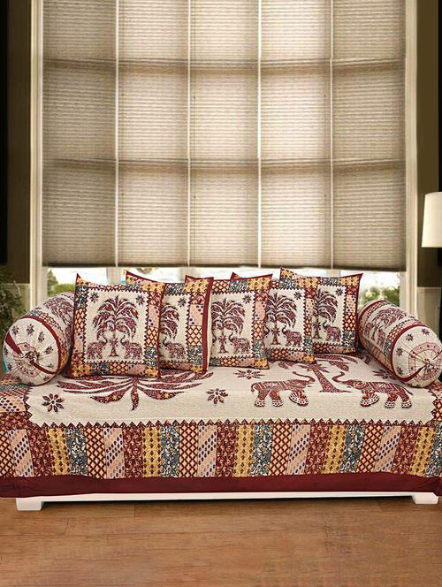  cotton jaipuri print diwan set (pack of 8) - 17205241 - Very Small Image - 1