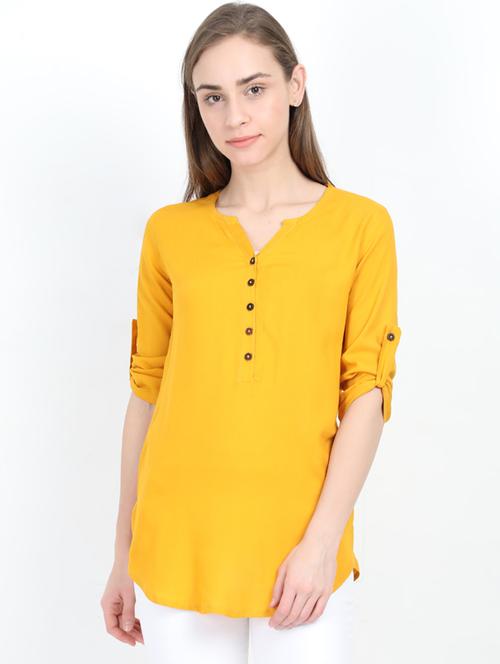 mandarin neck solid top - 17205281 - Very Small Image - 1