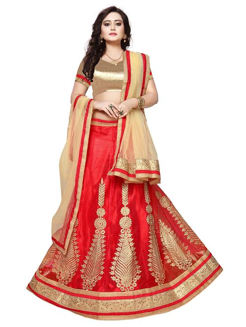 embroidered a-line semi-stitched lehenga - 17205791 - Very Small Image - 1