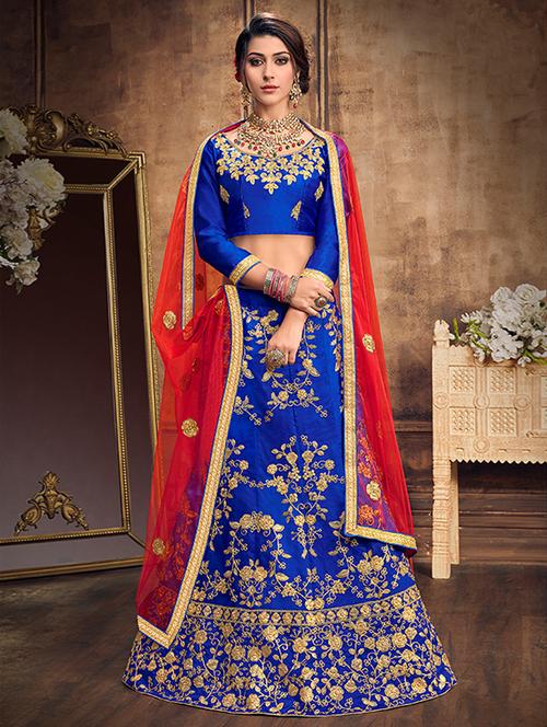 embroidered a-line lehenga - 17206040 - Very Small Image - 1