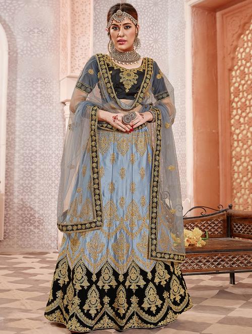 embroidered a-line lehenga - 17206080 - Very Small Image - 1